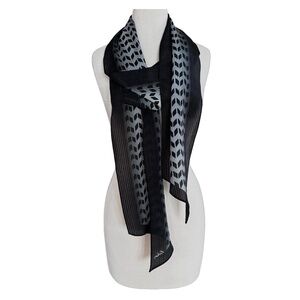 ECHO Black & Gray Silk Scarf 85”x 7” Rhombus Shaped